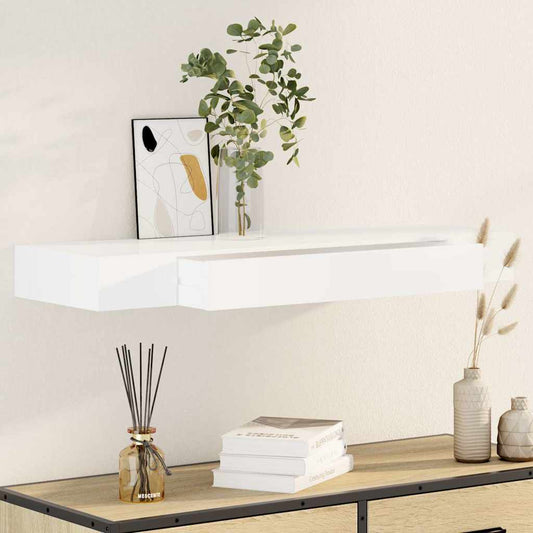 Wall shelf with drawer MDF white