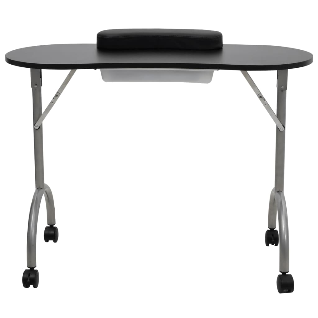 Klappbarer Maniküre-Tisch mit Rollen Schwarz