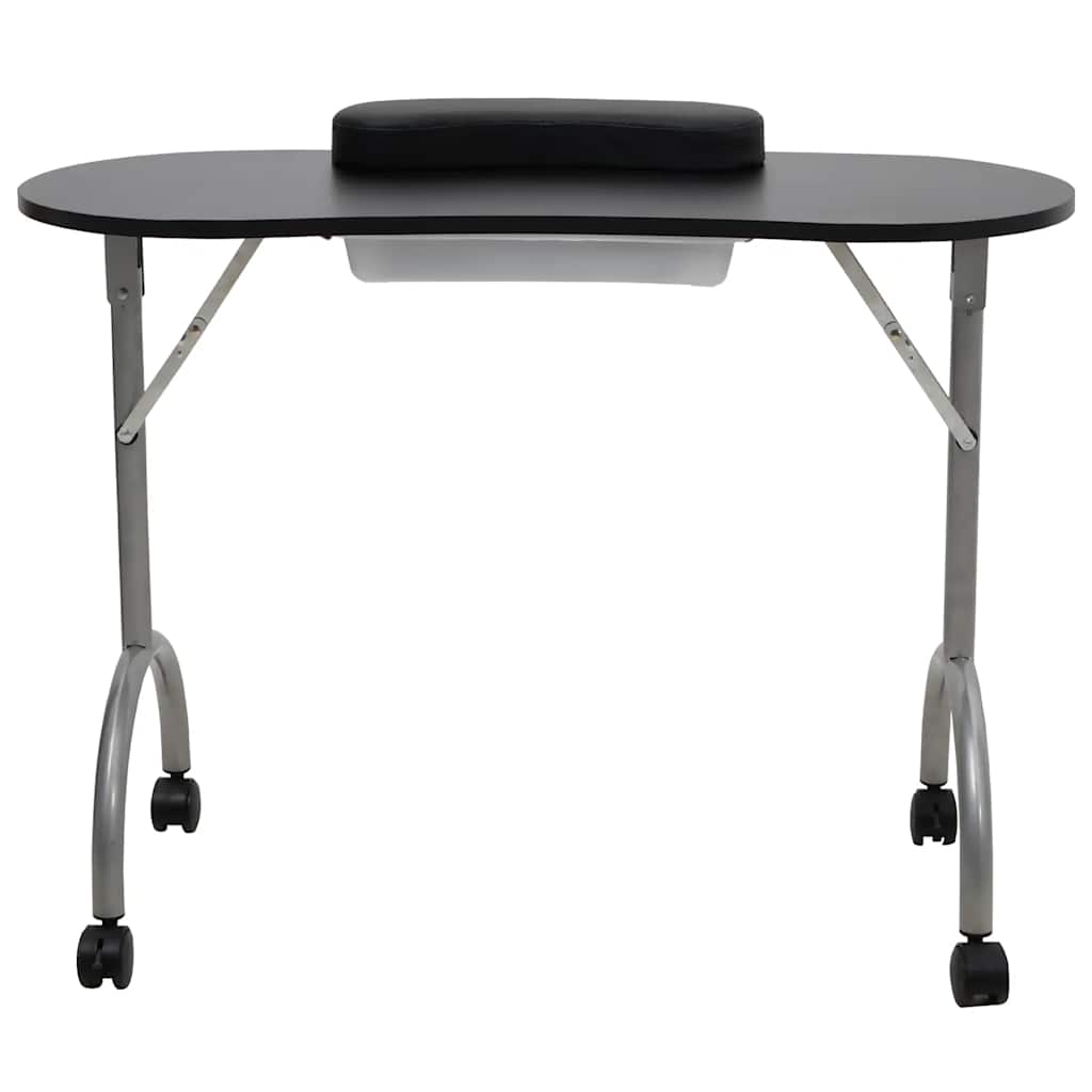 Klappbarer Maniküre-Tisch mit Rollen Schwarz