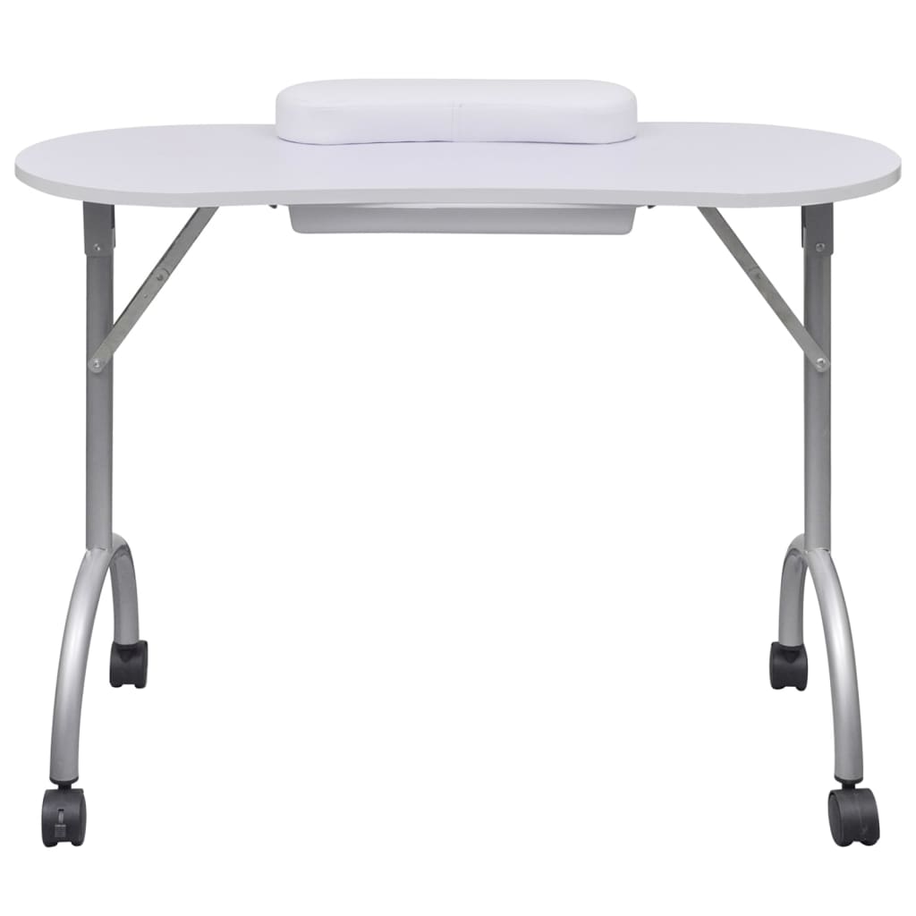 Klappbarer Maniküre-Tisch mit Rollen Weiß
