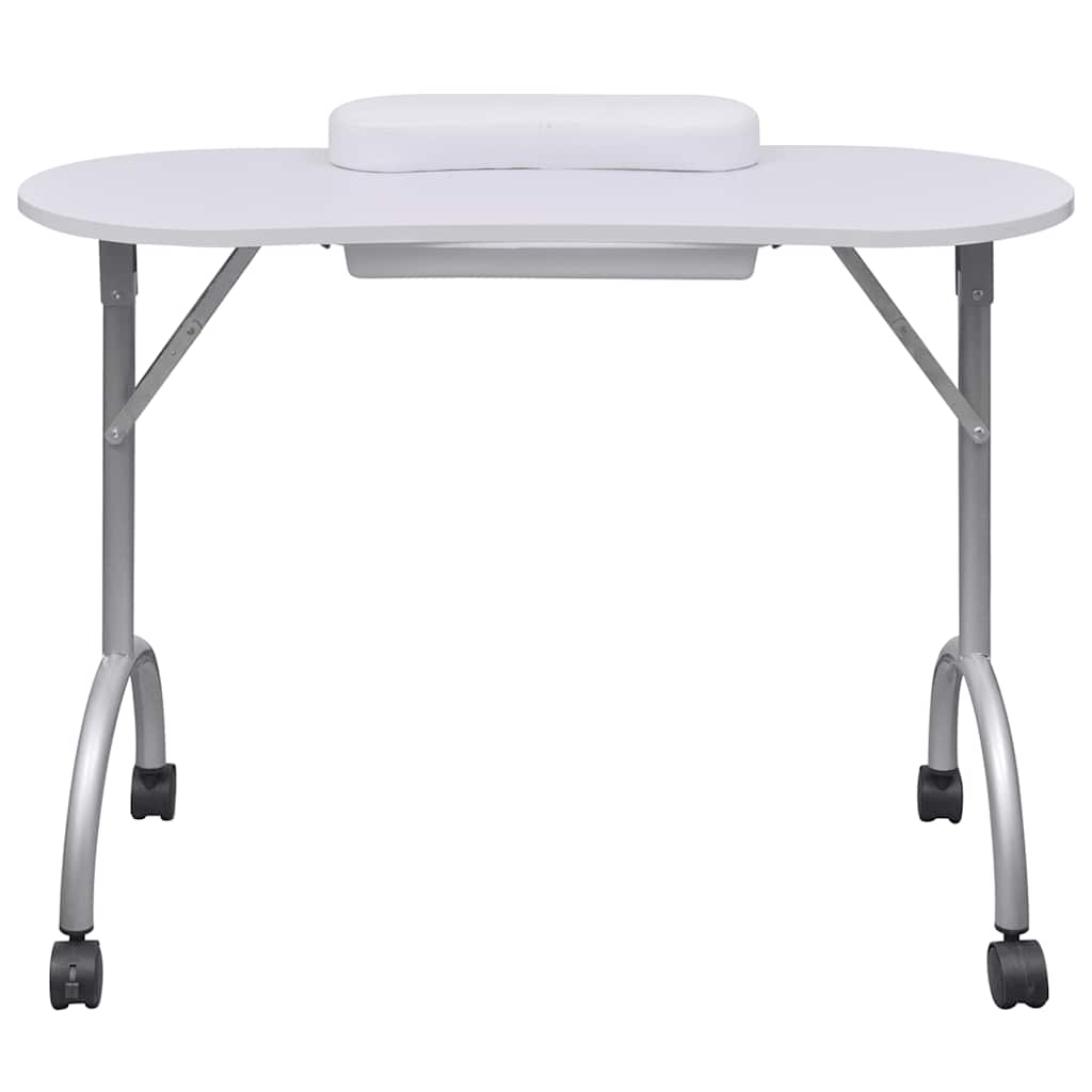 Klappbarer Maniküre-Tisch mit Rollen Weiß