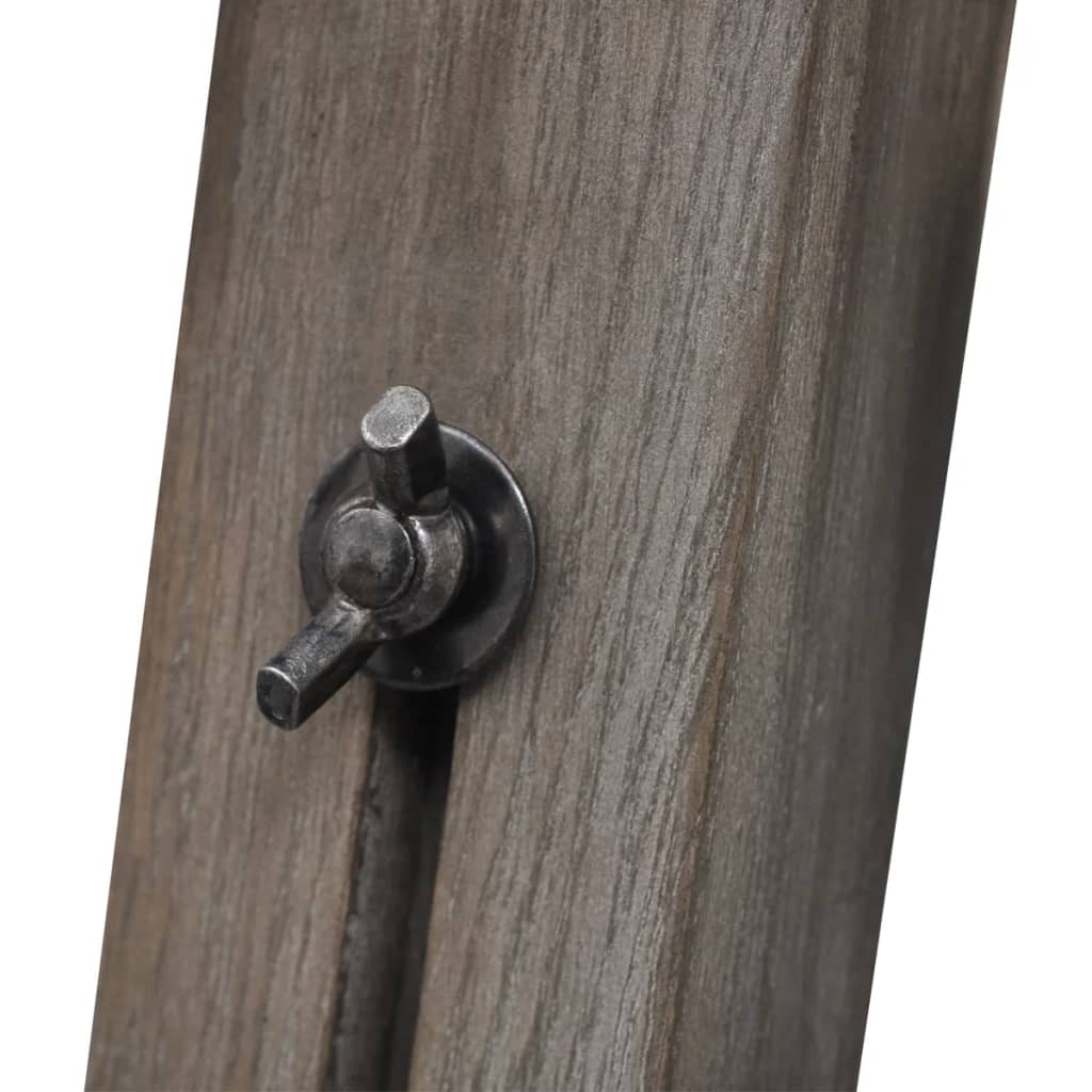 Verstellbare Stativ-Stehlampe aus Holz mit Stoffschirm Grau