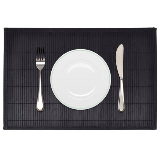 6 sets de table en bambou 30 x 45 cm noir