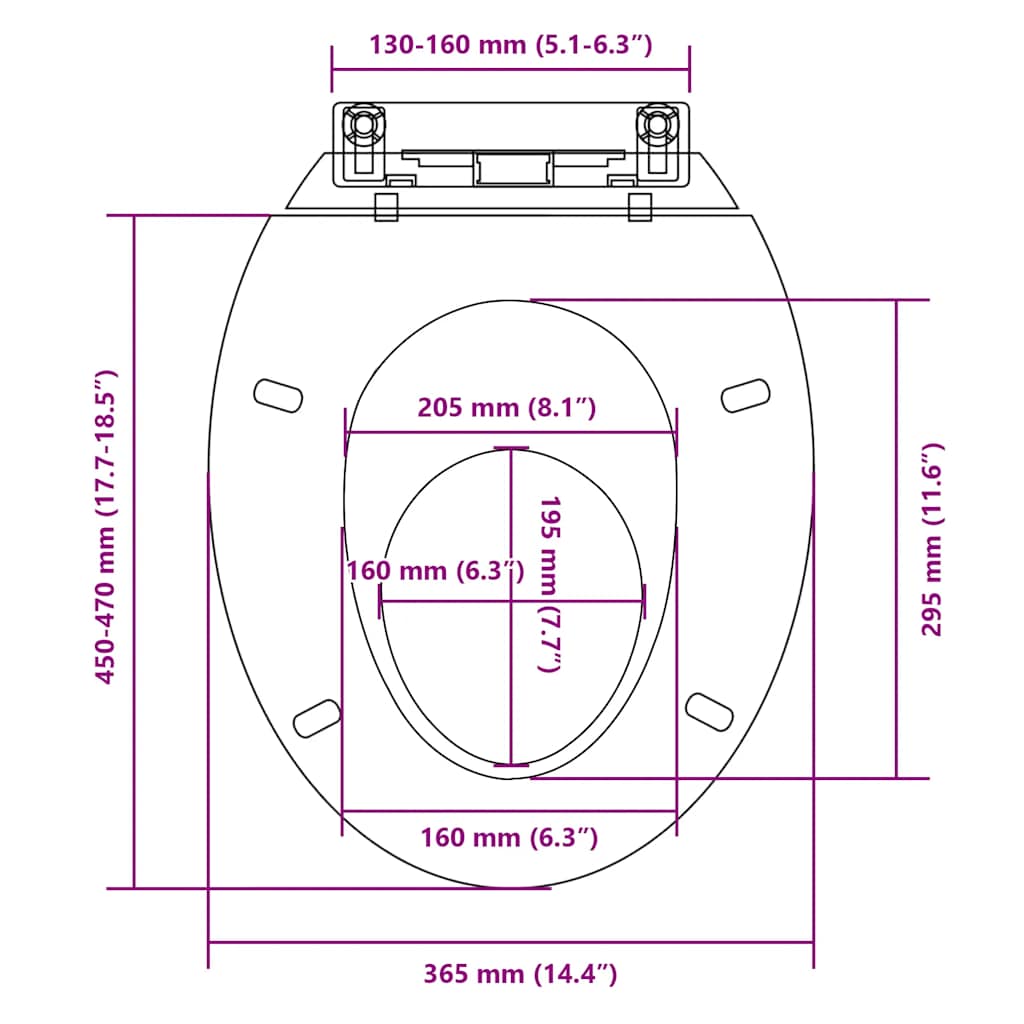 Toilettensitz mit Absenkautomatik Weiß Oval