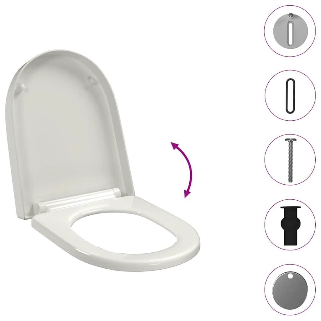 Toilettensitz mit Absenkautomatik und Quick-Release Weiß Eckig