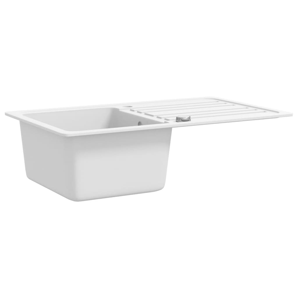 Granitspüle mit Abtropffläche Reversibel Weiß