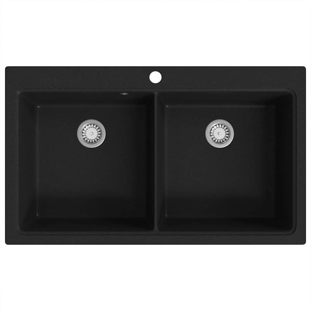 Granitspüle Doppelbecken Schwarz