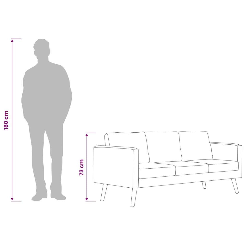 Sofa 3-Sitzer Stoff Hellgrau
