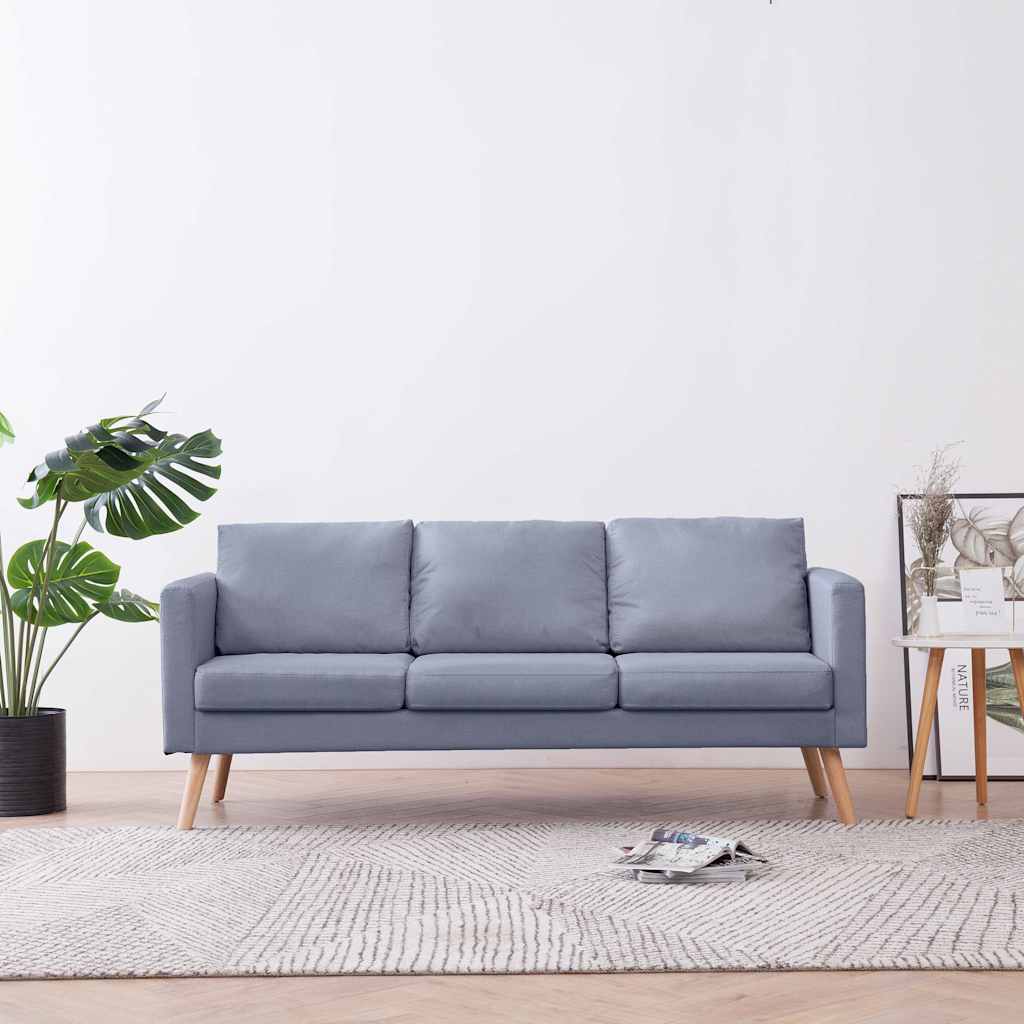 Sofa 3-Sitzer Stoff Hellgrau