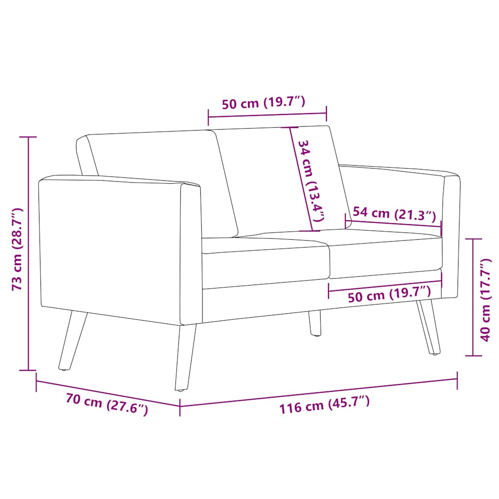 Sofa 2-Sitzer Stoff Dunkelgrau