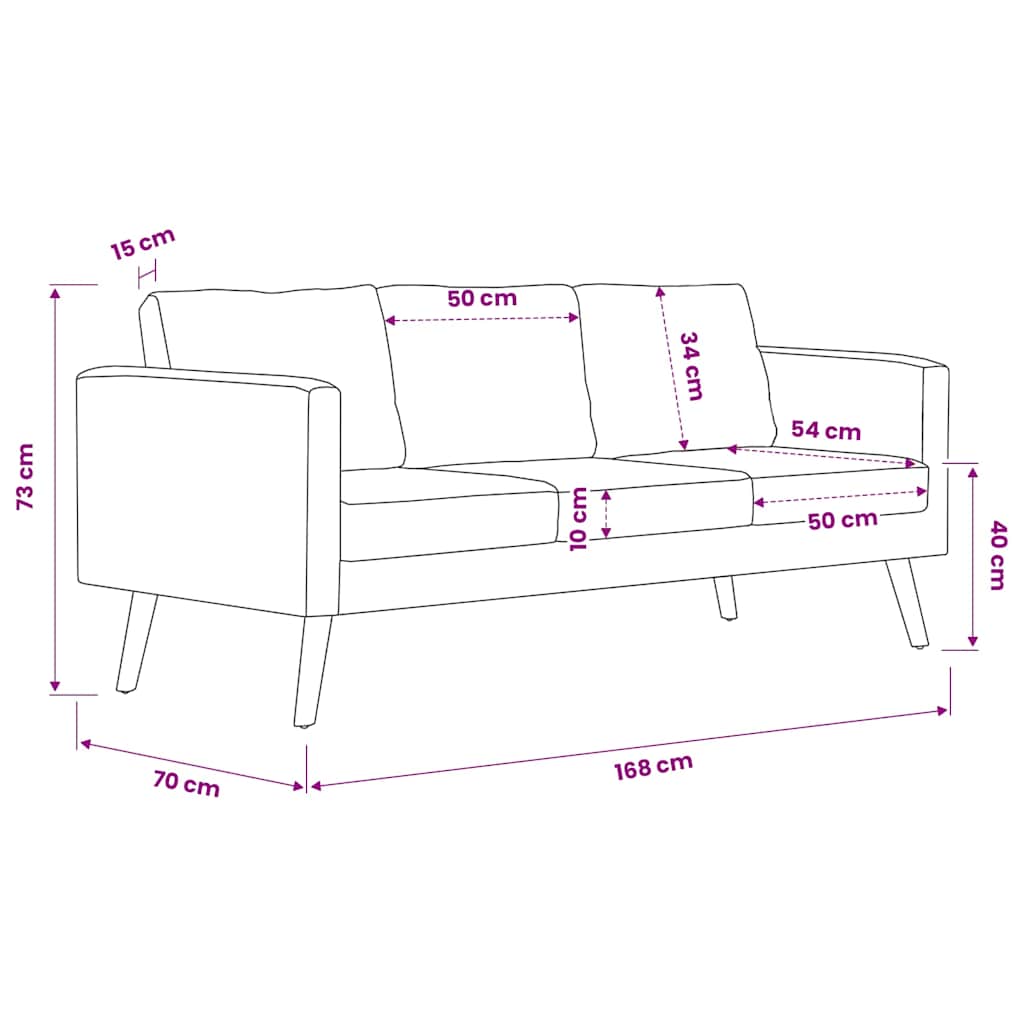 Sofa 3-Sitzer Stoff Dunkelgrau