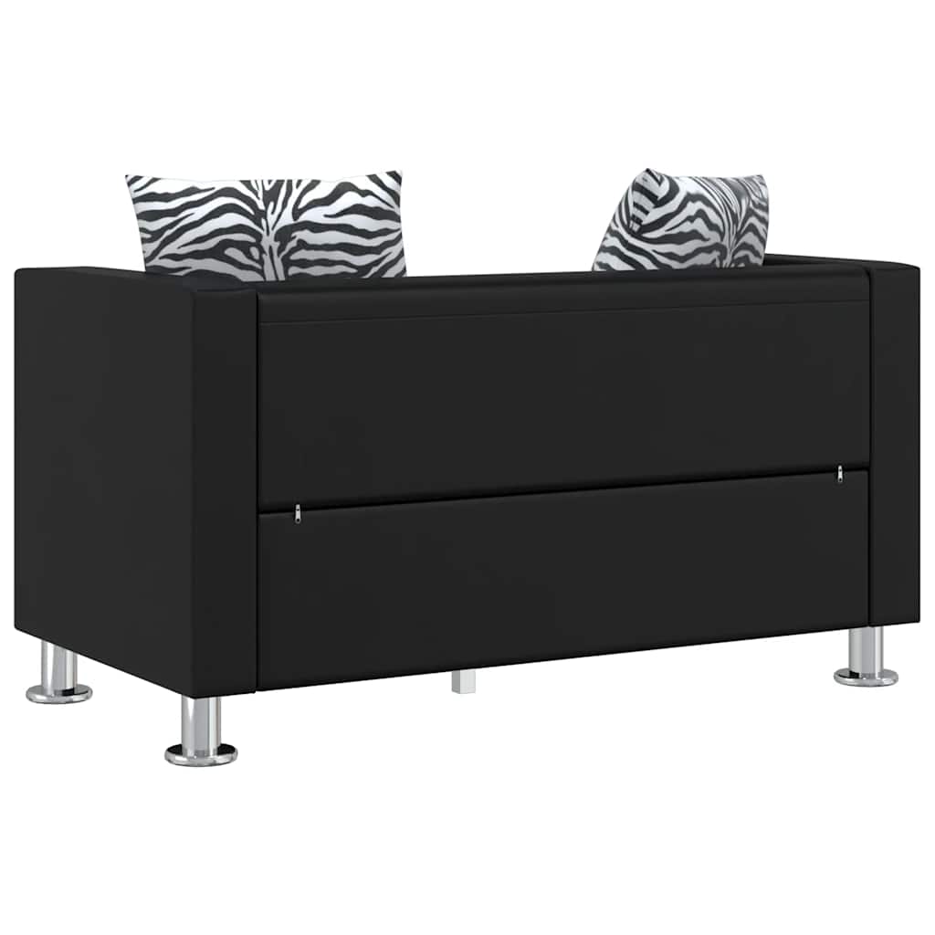 2-Sitzer-Sofa Kunstleder Schwarz