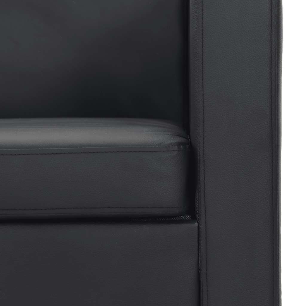 2-Sitzer-Sofa Kunstleder Schwarz