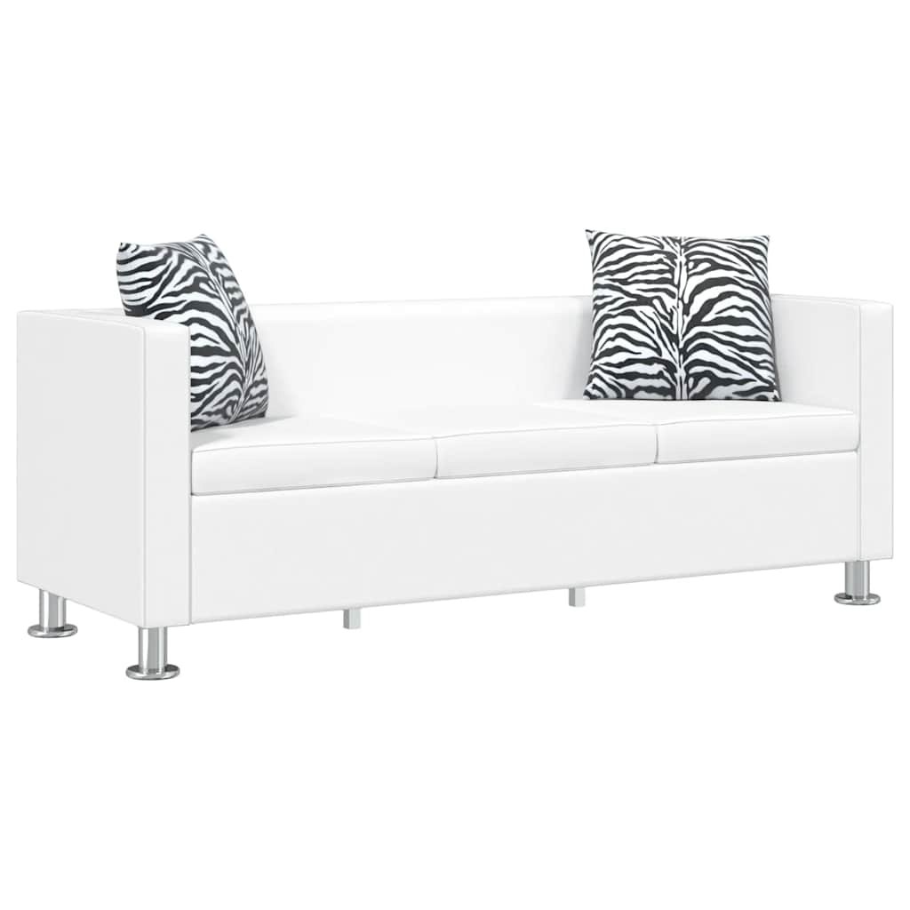 Sofa 3-Sitzer Kunstleder Weiß