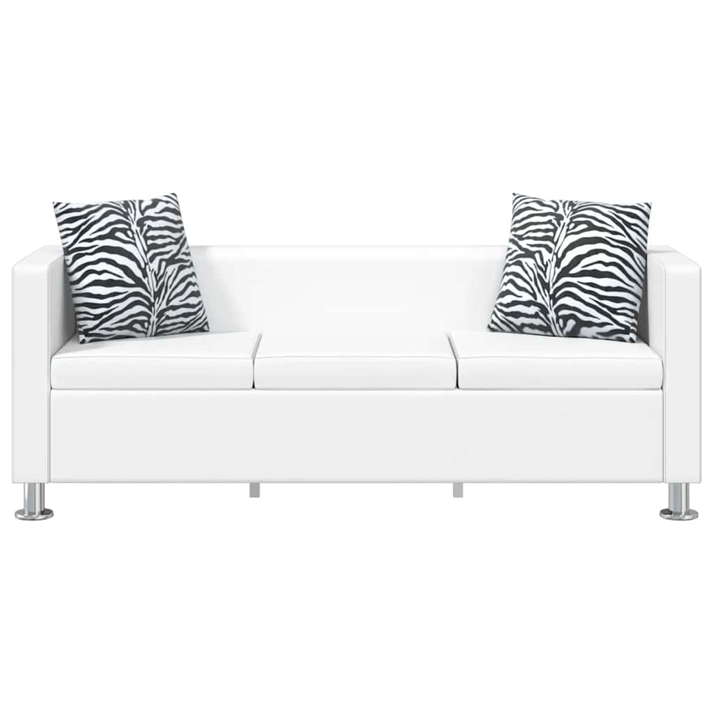 Sofa 3-Sitzer Kunstleder Weiß