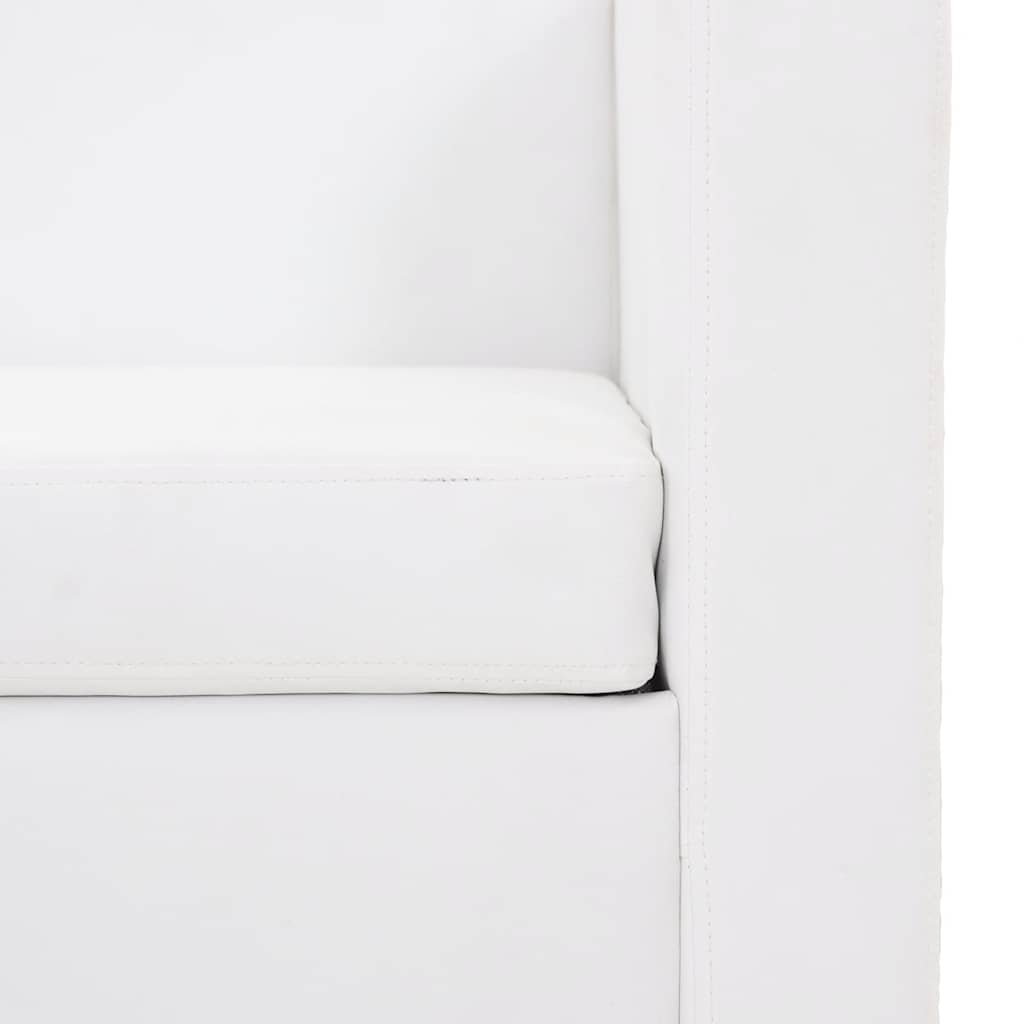 Sofa 3-Sitzer Kunstleder Weiß