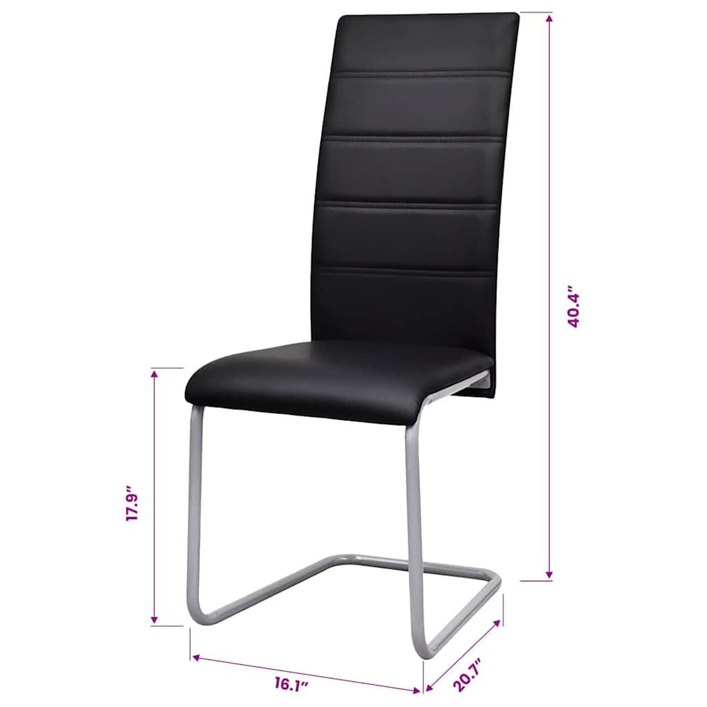 Freischwinger 2 Stk. Schwarz Kunstleder