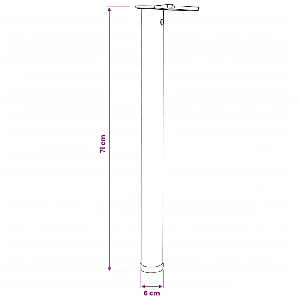 4x höhenverstellbares Tischbein Nickel gebürstet 710 mm