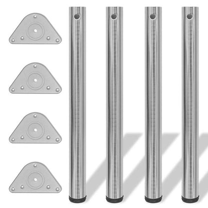 4x höhenverstellbares Tischbein gebürstetes Nickel 710 mm