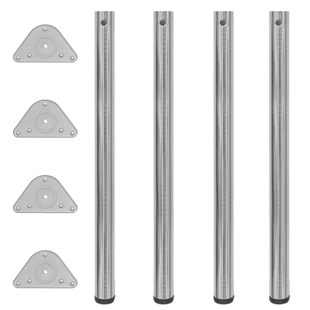 4 höhenverstellbare Tischbeine Nickel gebürstet 870 mm