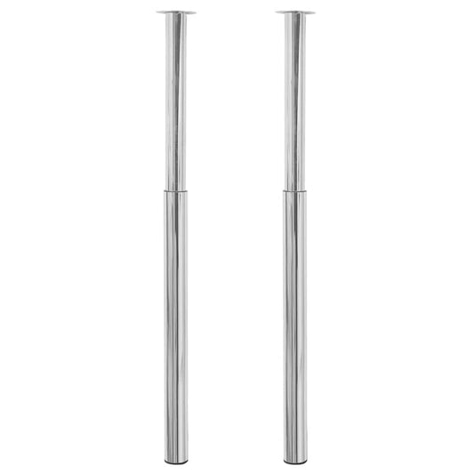 2 x Teleskopfuß Tischfuß Stützfuß Tischbein Chrom 710 mm-1100 mm