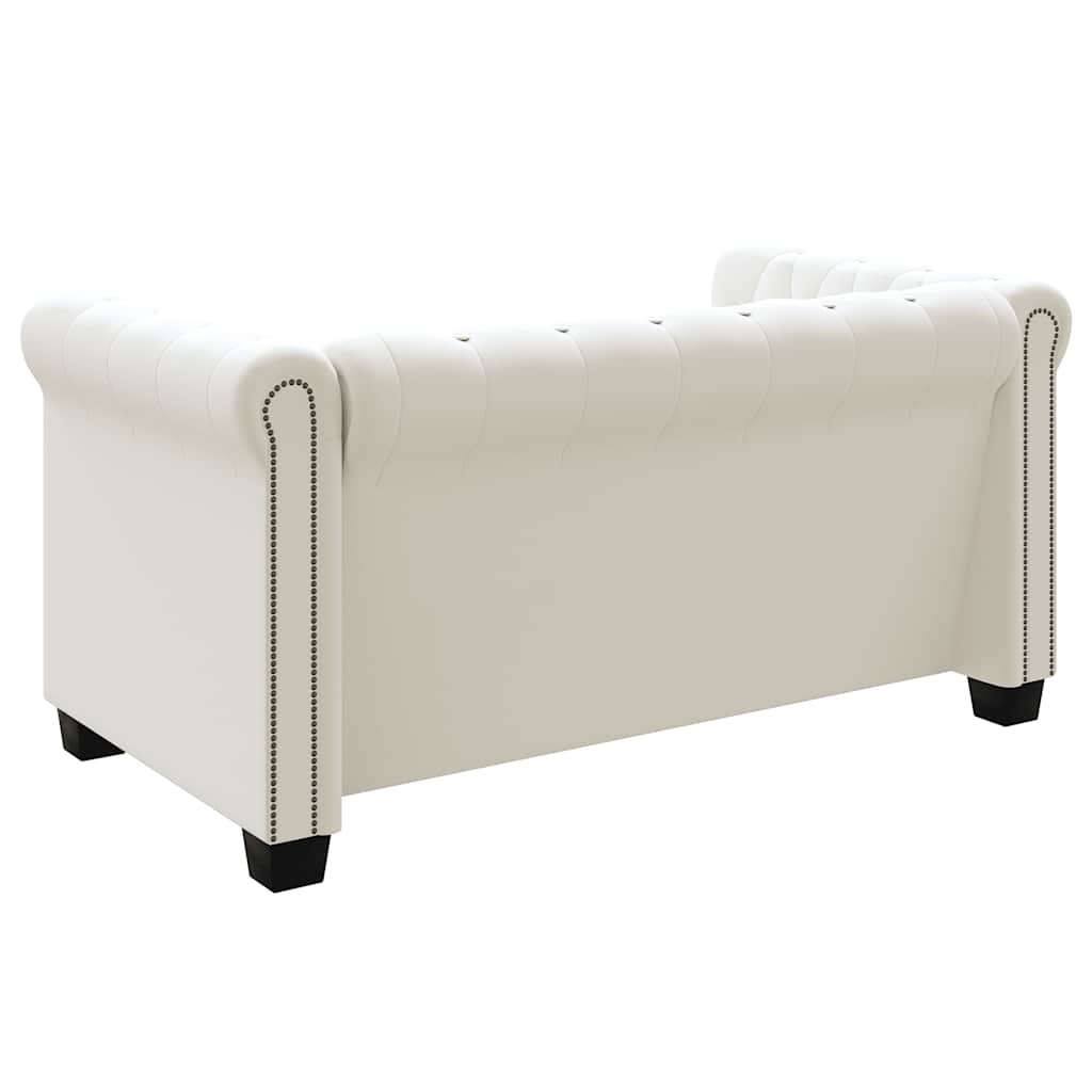 Chesterfield-Sofa 2-Sitzer Kunstleder Weiß
