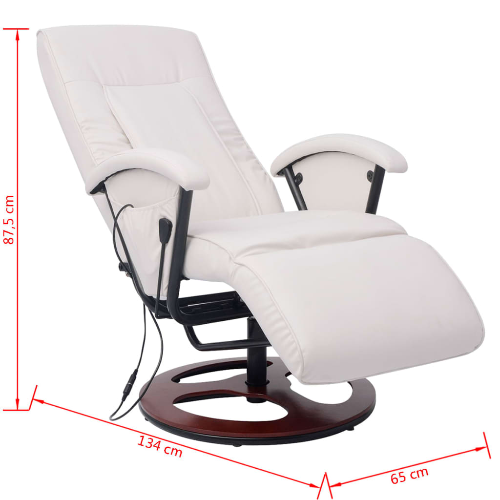 Shiatsu-Massagesessel Weiß Kunstleder