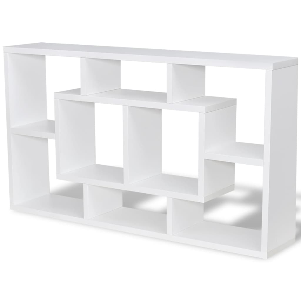 Wall shelf hanging shelf with 8 compartments white
