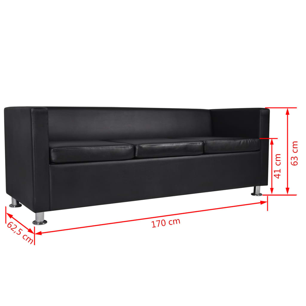 Sofa-Set Kunstleder 3-Sitzer und 2-Sitzer Schwarz