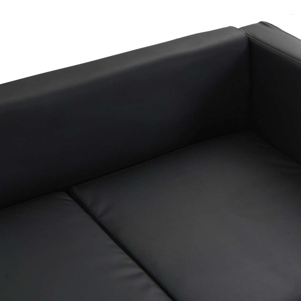 Sofa-Set Kunstleder 3-Sitzer und 2-Sitzer Schwarz