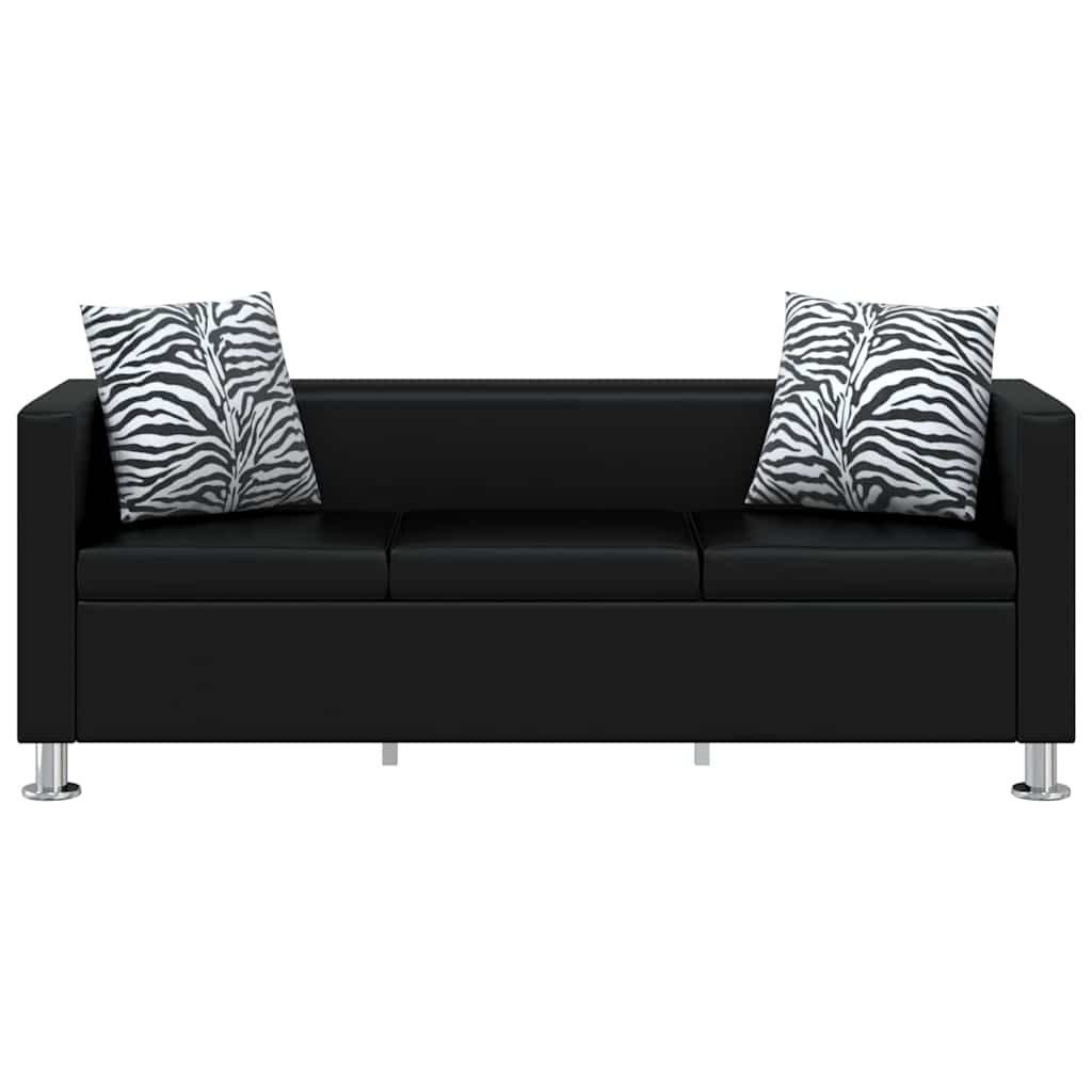 Sofa-Set Kunstleder 3-Sitzer und 2-Sitzer Schwarz