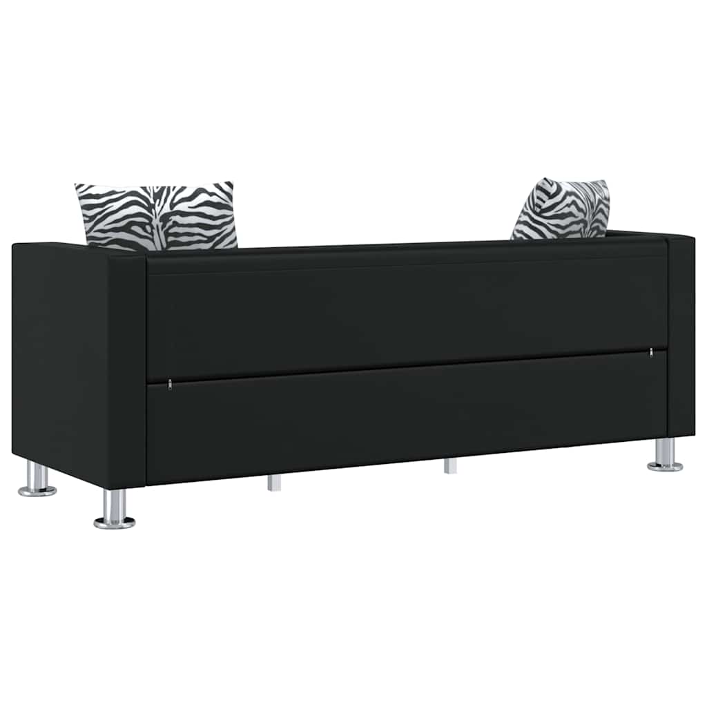 Sofa-Set Kunstleder 3-Sitzer + 2-Sitzer + Sessel Schwarz