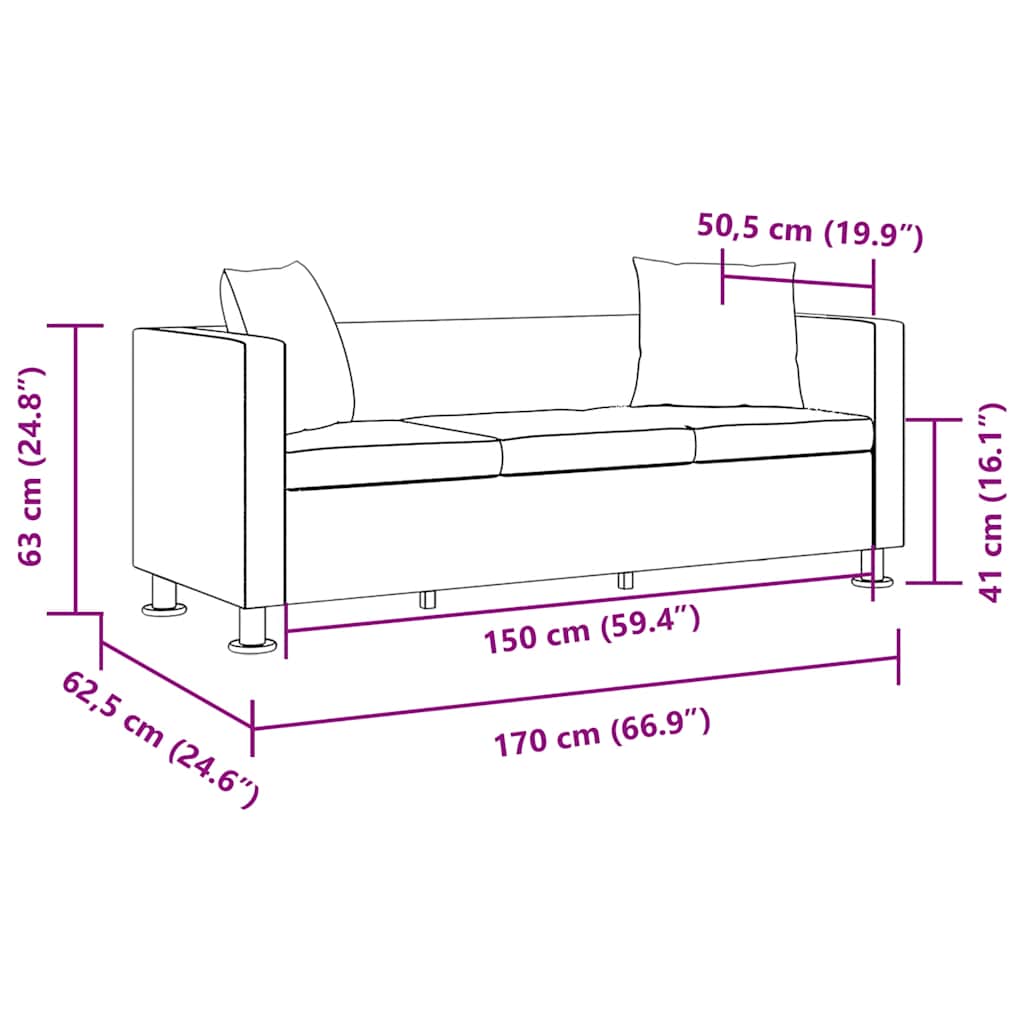 Sofa-Set Kunstleder 3-Sitzer + 2-Sitzer + Sessel Schwarz