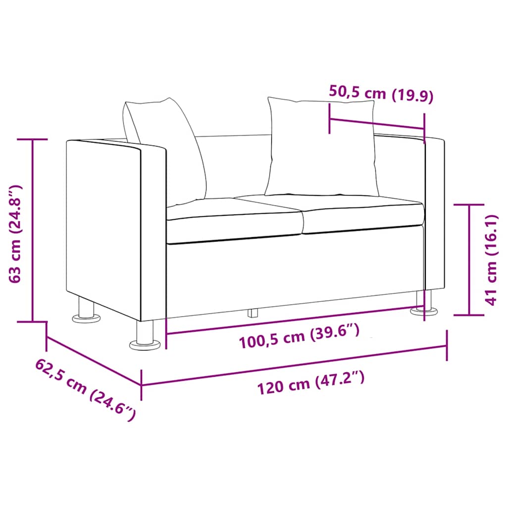 Sofa-Set Kunstleder 3-Sitzer + 2-Sitzer + Sessel Schwarz