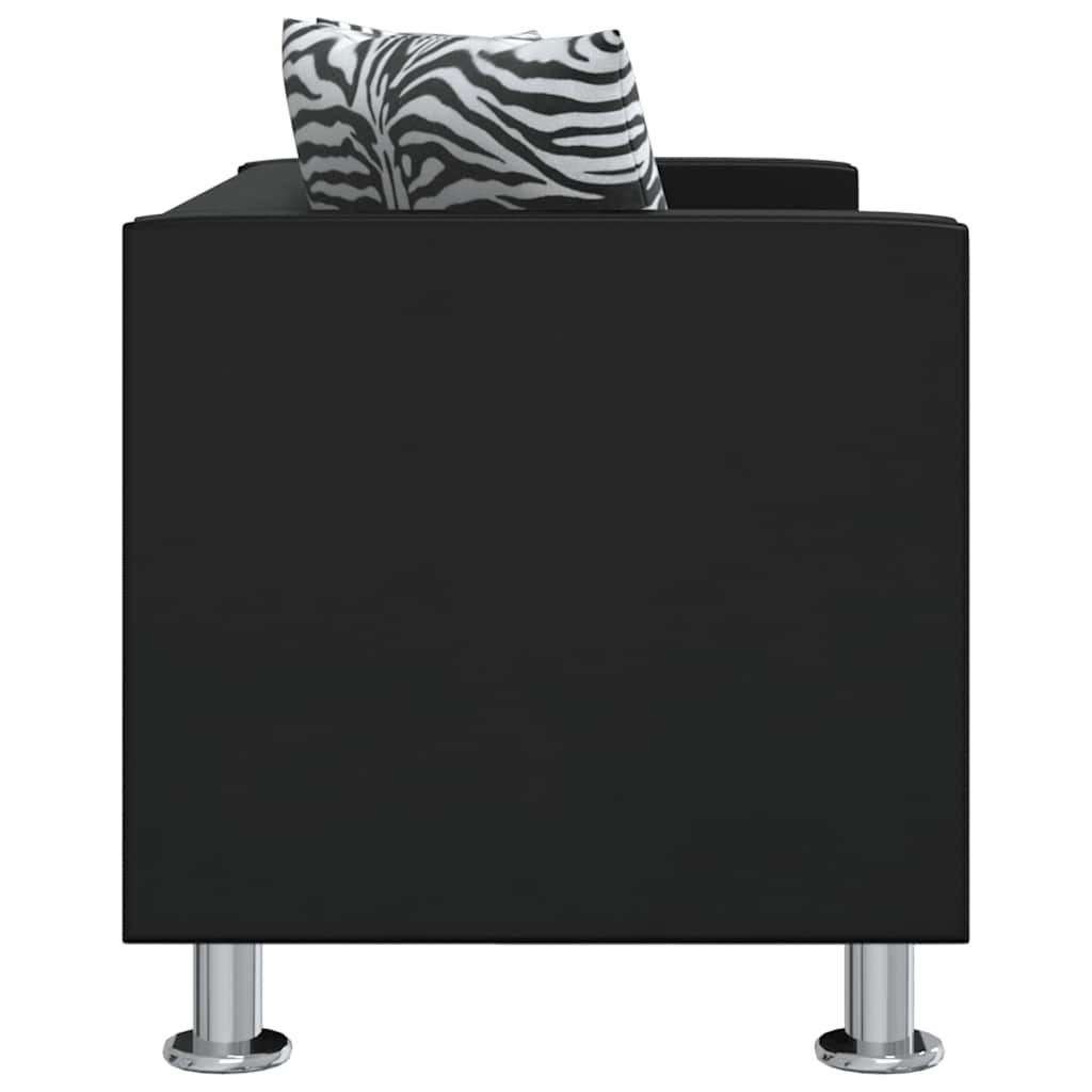 Sofa-Set Kunstleder 3-Sitzer + 2-Sitzer + Sessel Schwarz