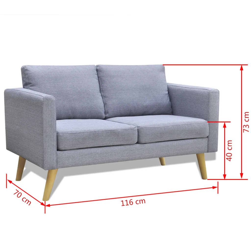 Sofagarnitur 2-Sitzer & 3-Sitzer Stoff Hellgrau