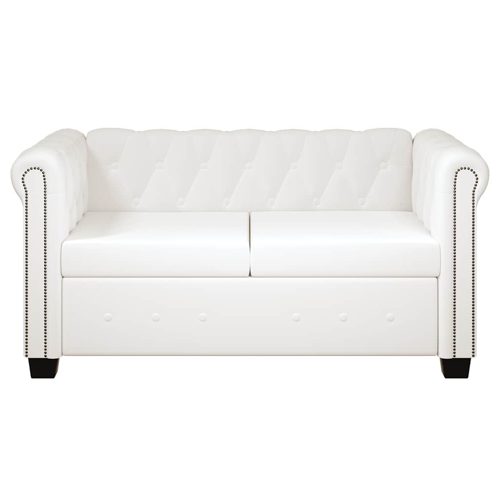 Chesterfield-Sofas 2-Sitzer und 3-Sitzer Kunstleder Weiß
