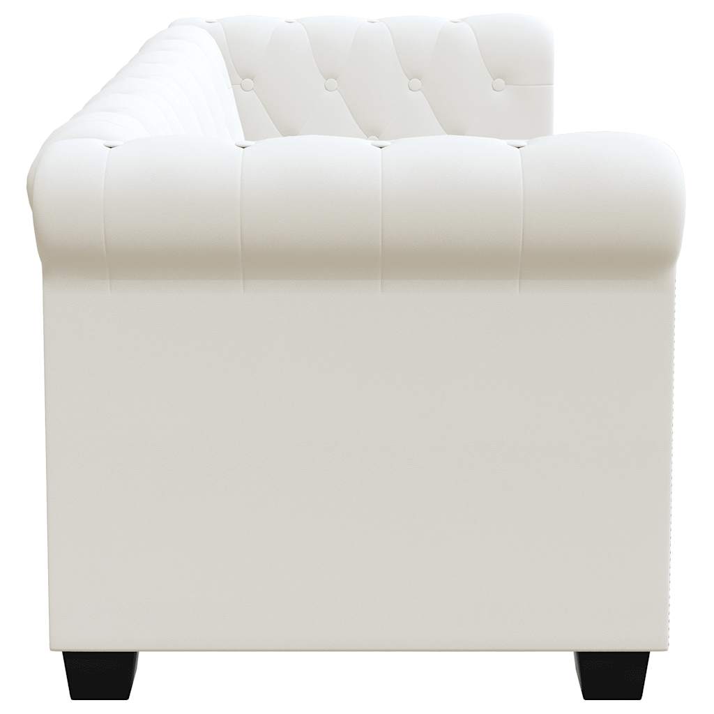 Chesterfield-Sofas 2-Sitzer und 3-Sitzer Kunstleder Weiß