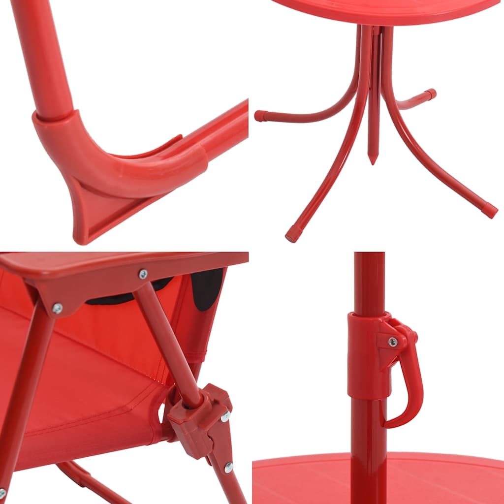 3-tlg. Garten-Bistro-Set für Kinder mit Sonnenschirm Rot