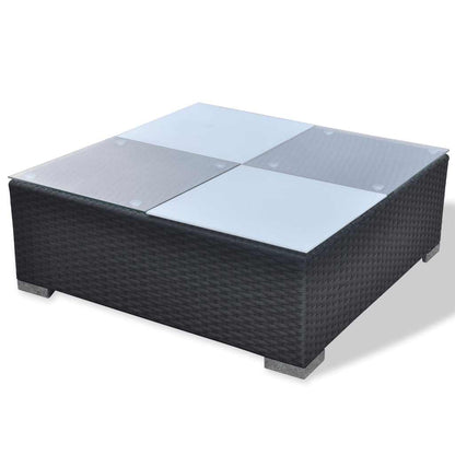 6-tlg. Garten-Lounge-Set mit Auflagen Poly Rattan Schwarz