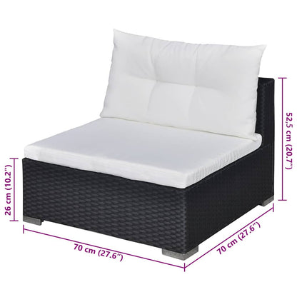 6-tlg. Garten-Lounge-Set mit Auflagen Poly Rattan Schwarz