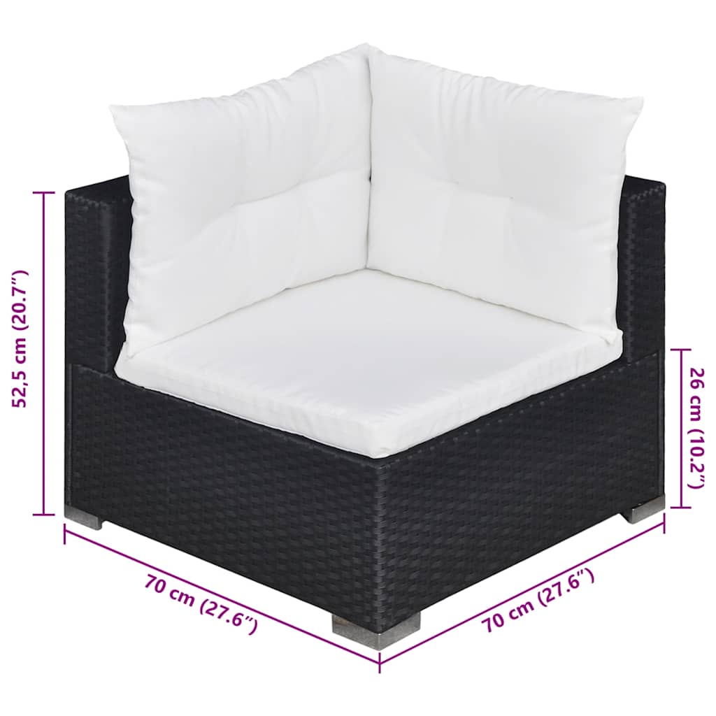 6-tlg. Garten-Lounge-Set mit Auflagen Poly Rattan Schwarz