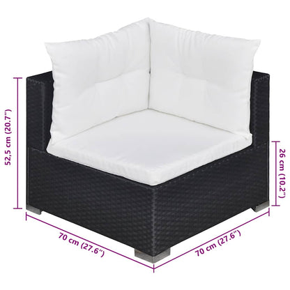 6-tlg. Garten-Lounge-Set mit Auflagen Poly Rattan Schwarz