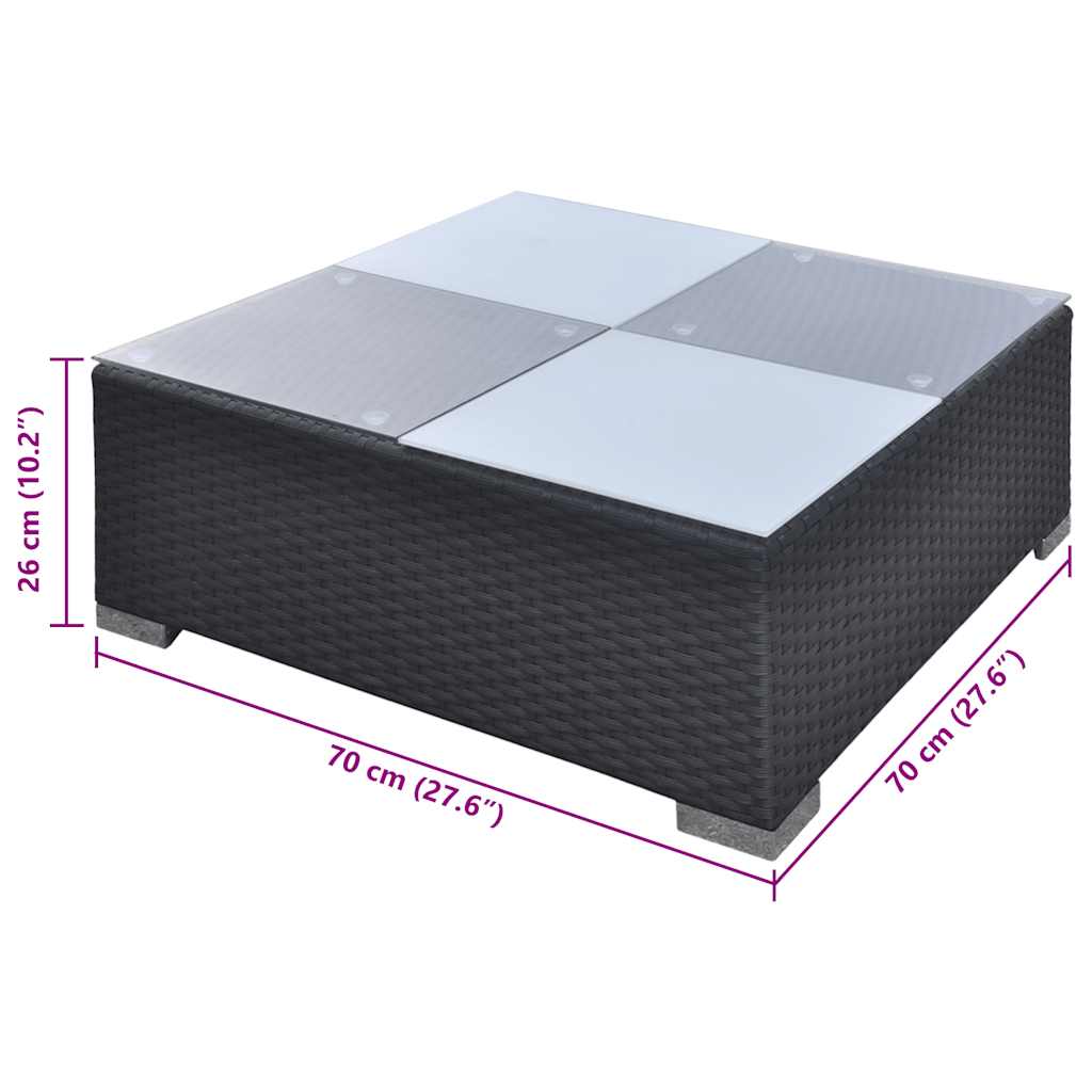 6-tlg. Garten-Lounge-Set mit Auflagen Poly Rattan Schwarz
