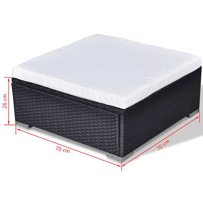10-tlg. Garten-Lounge-Set mit Auflagen Poly Rattan Schwarz