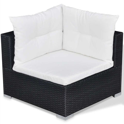10-tlg. Garten-Lounge-Set mit Auflagen Poly Rattan Schwarz
