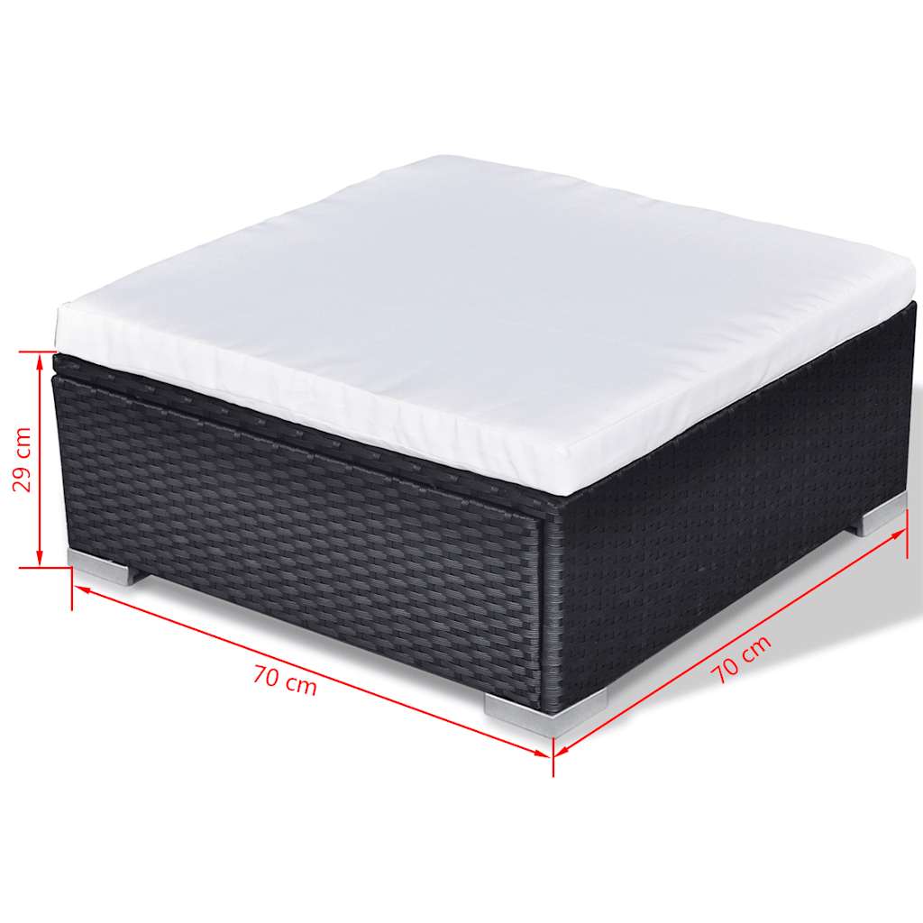 10-tlg. Garten-Lounge-Set mit Auflagen Poly Rattan Schwarz