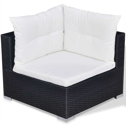 10-tlg. Garten-Lounge-Set mit Auflagen Poly Rattan Schwarz