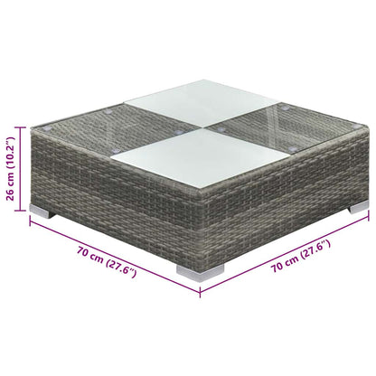 6-tlg. Garten-Lounge-Set mit Auflagen Poly Rattan Grau