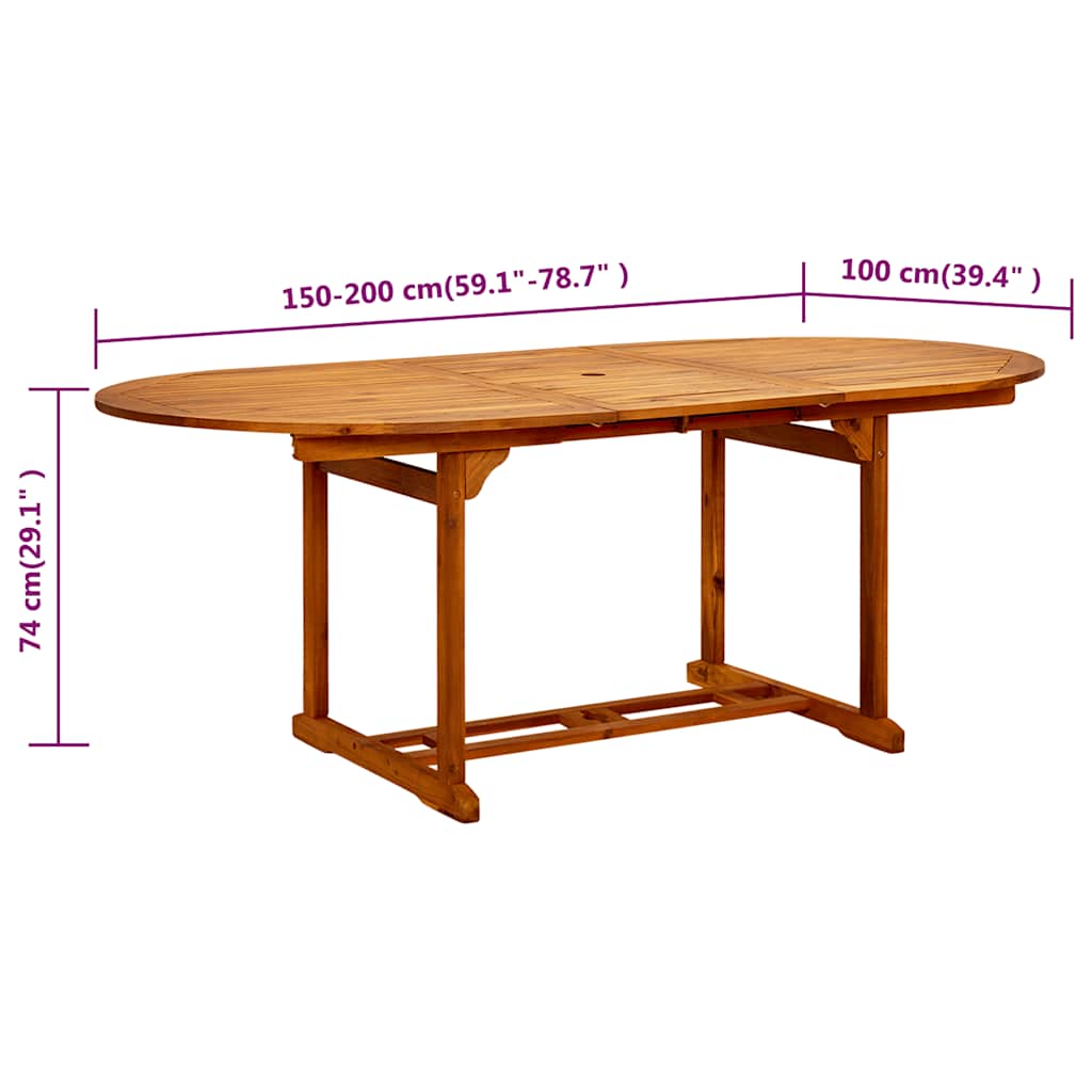 Gartentisch (150-200)x100x75 cm Massivholz Akazie